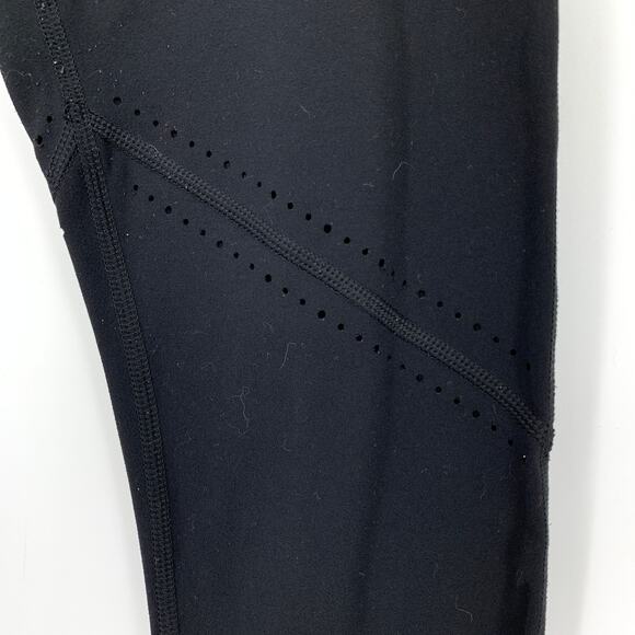 Athleta Its A Wrap 7/8 Tight Leggings Womens Size Small Black Laser Cut Detail - Picture 5 of 7